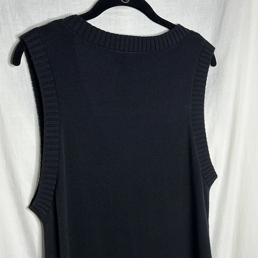 ASOS Monki Robin cotton knitted v neck sleeveless black mini dress - Picture 10 of 17